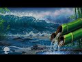 Bamboo Water Fountain and Ocean Waves Relax With This Calm Ambience Black Screen