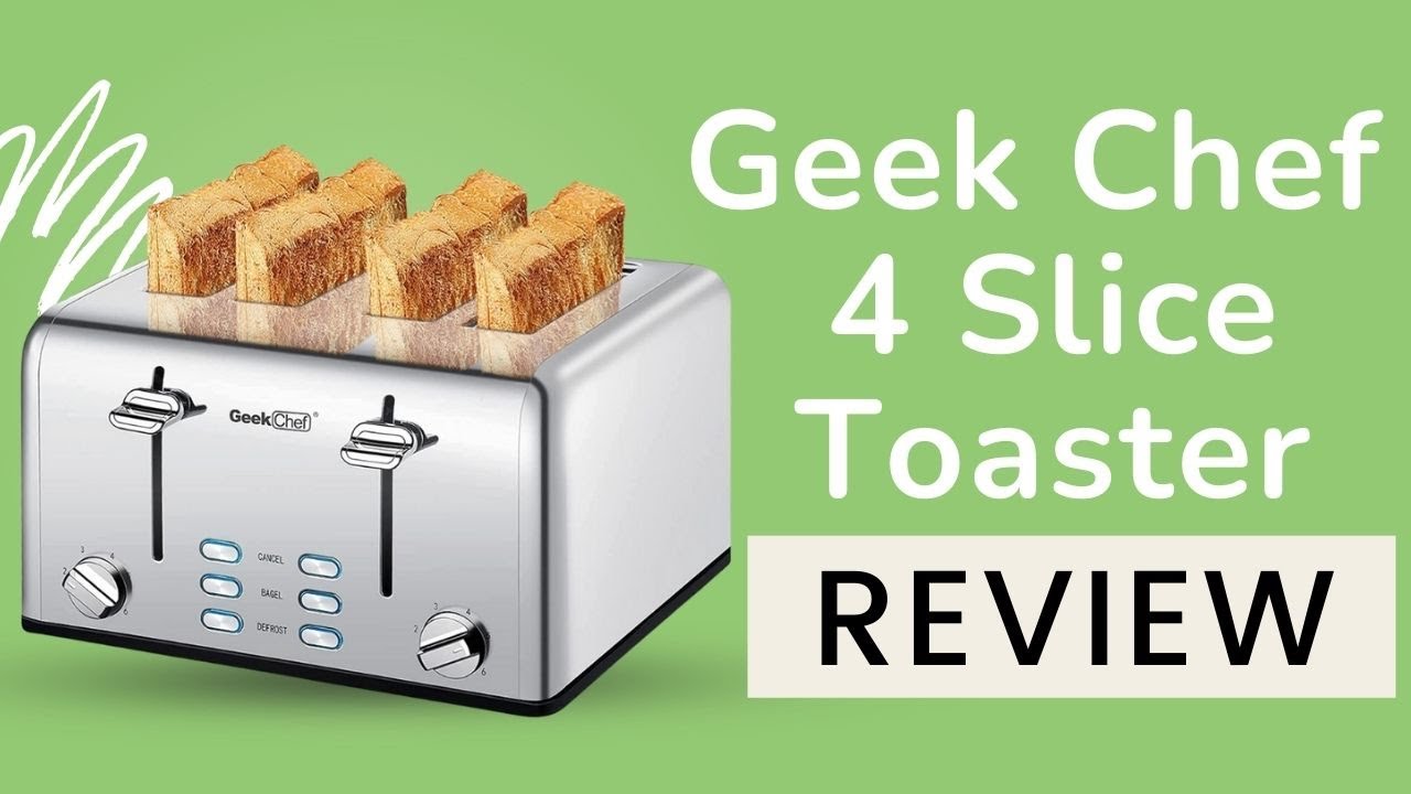 Toaster 4 Slice, Geek Chef Stainless Steel Extra-Wide Slot Toaster wit