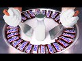 Massive Snickers - Ice Cream Rolls | satisfying Food Transformation with Chocolate Bars - ASMR / 4k