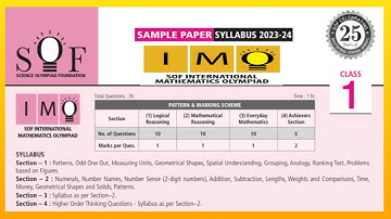 Class 1 IMO Solved Sample Paper 2023-24 | International Mathematics Olympiad | SOF IMO Model Paper