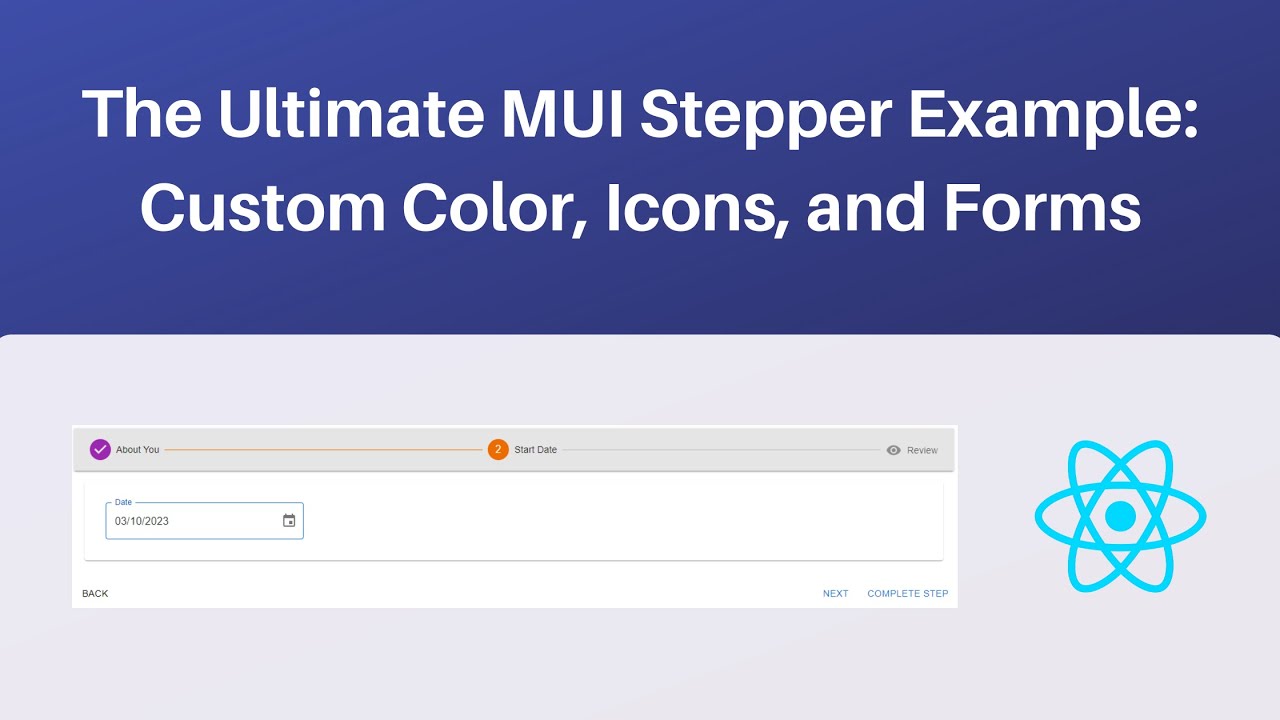 The Ultimate MUI Stepper Example Custom Color Icons Forms YouTube