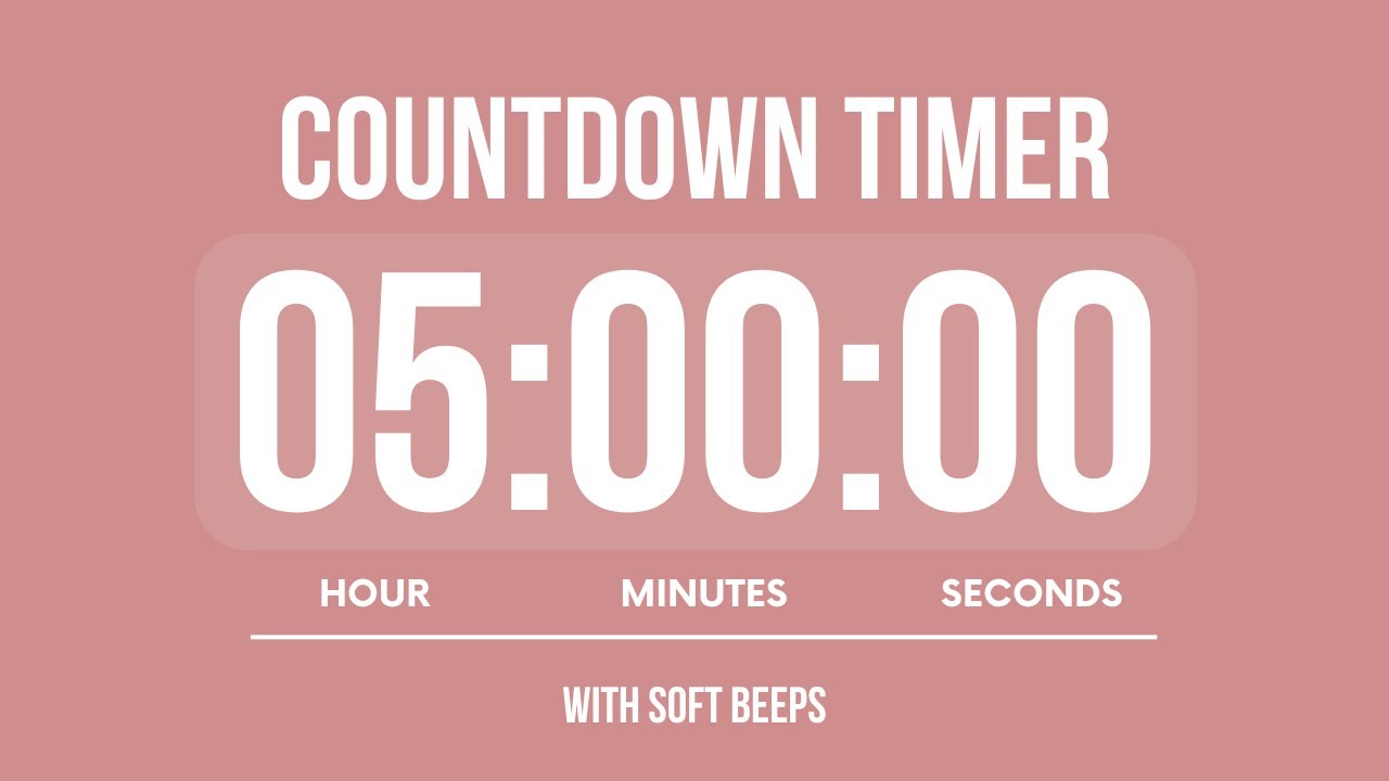 5 HOURS COUNTDOWN TIMER ⏳ WITH SOFT ALARMS 🌸 - YouTube
