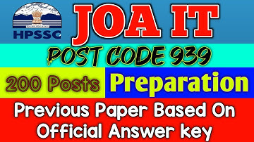 HPSSC JOA IT Post Code 939 Preparation
