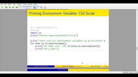 Python Programming CGI Script, Environment Variables GET() and POST() methods
