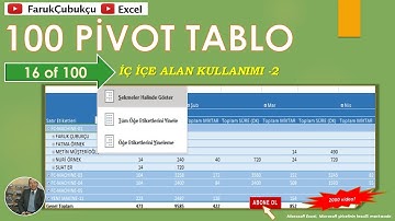 Excel Pivot Tablo - 16 of 100 - İç içe alan kullanımı