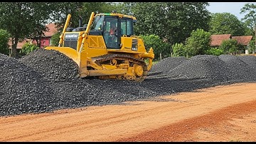 Upgrade Road! Komatsu Bulldozer Leveling Gravel Road Base | Rural Infrastructure Construction