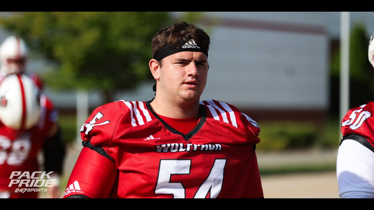 NC State OL Teague Andersen meets with the media during fall camp