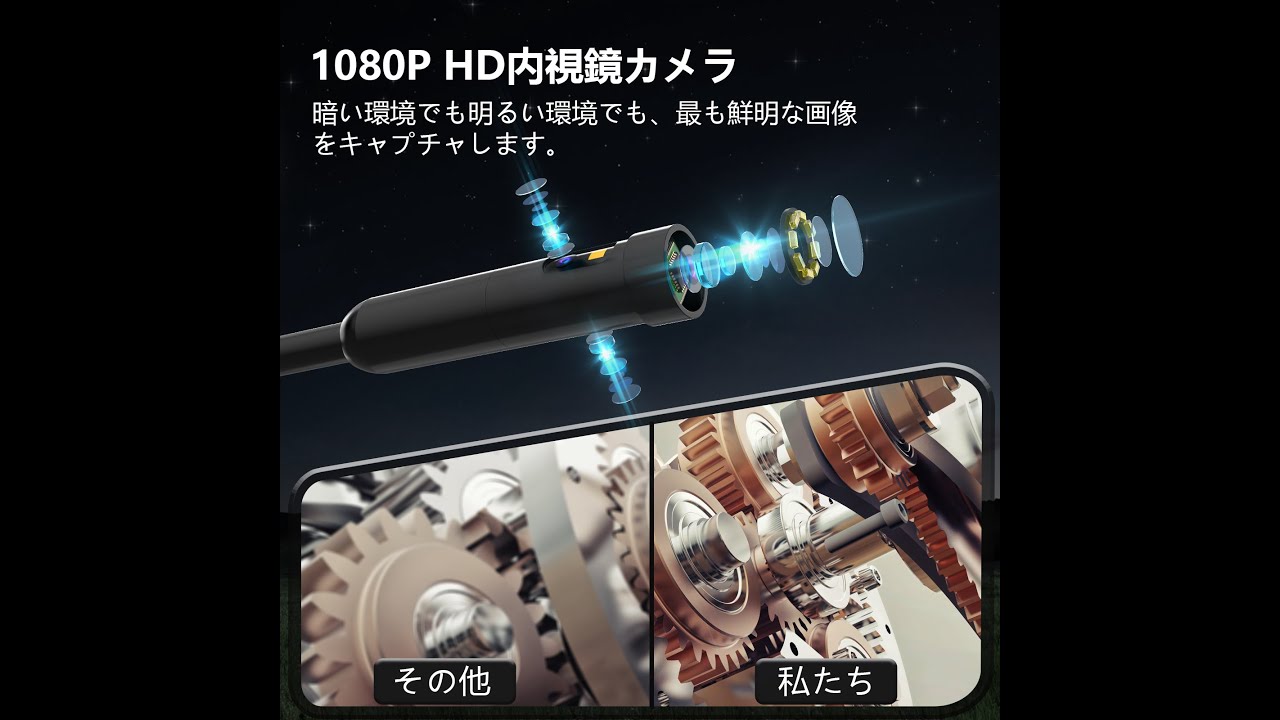 AMTORIN AM500 3つカメラファイバースコープ 直径8mm ケーブル5m 内