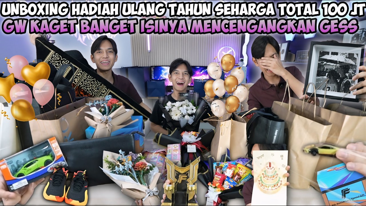 UNBOXING HADIAH ULANG TAHUN SEHARGA TOTAL 100JT! GUA KAGET BANGET ISINYA MENCENGANGKAN SEMUA GUYS😱