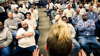 Principal Mauri Friestleben speaks at Stillwater Correctional Facility