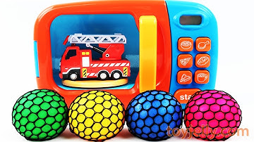 Nursery Rhymes for Kids Learn Colors with Squishy Mesh Balls and Microwave Surprise Cars Baby Toys