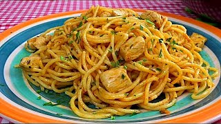 Cook a delicious pasta in 10 minutes / easy recipe / spaghetti with chicken (My way)