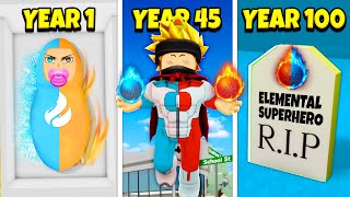 100 YEARS As ELEMENTAL SUPERHERO in Roblox Brookhaven RP!!