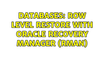 Databases: Row level restore with Oracle Recovery Manager (RMAN) (2 Solutions!!)
