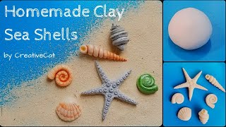 Sea Shells using Homemade Airdry Clay without Mould/Cold Porcelain clay Sea shells