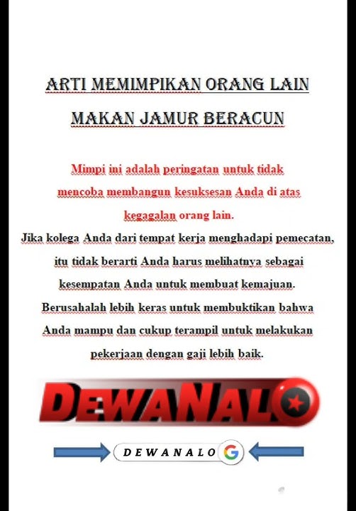 ARYI MEMIMPIKAN ORANG LAIN MAKAN JAMUR BERACUN
