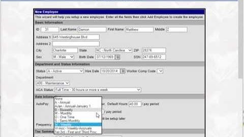 Payentry New Employee Screen