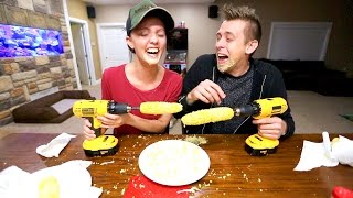 CRAZY CORN ON A DRILL CHALLENGE!!