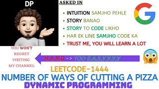 Number of Ways of Cutting a Pizza - (Google, TikTok) | Leetcode-1444 | Explanation ➕ Live Coding