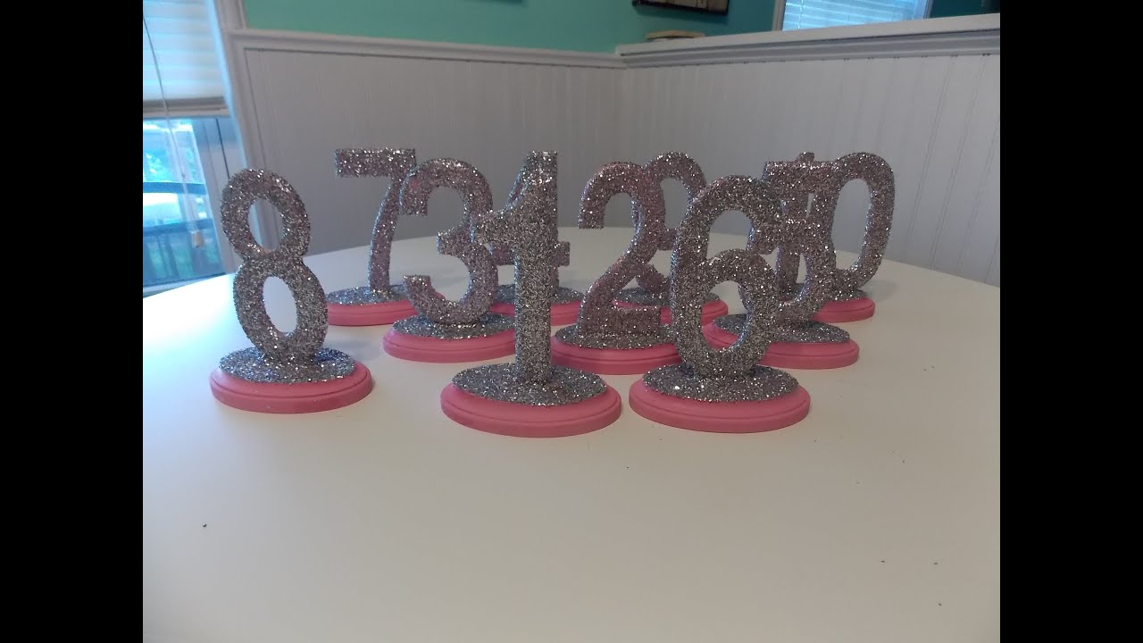 Diy Glitter Wedding Table Numbers You