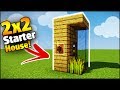 Minecraft: 2X2 Starter House Tutorial - How to Build a House in Minecraft (Smallest Minecraft House)