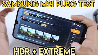 Samsung Galaxy M21 PUBG Test at HDR graphics || Galaxy M21 HDR + Extreme graphics settings