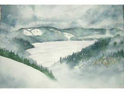 "Bucks Lake...winter" a watercolor by Michael Kerby