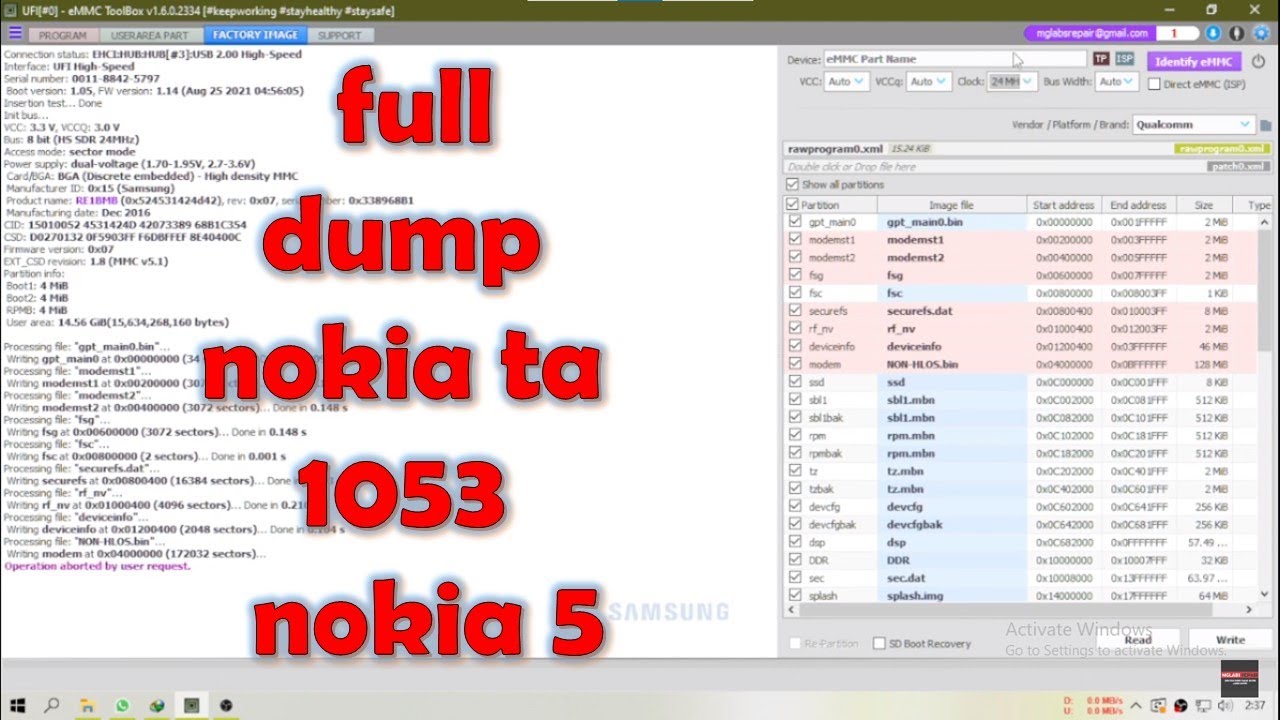 write full dump nokia ta 1053 / nokia 5 + file di diskripsi - YouTube