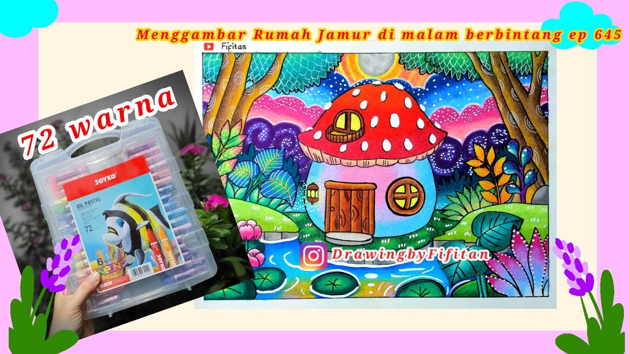 Cara Menggambar Rumah Jamur dan pemandangan EP 645