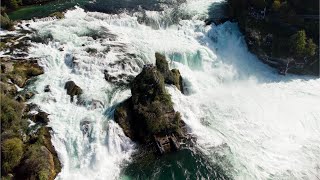 Rhine Falls cinematic drone view