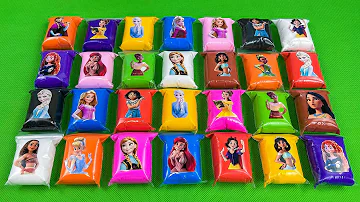 Looking For Disney Princesses With Colorful Bags Slime! Satisfying ASMR Video