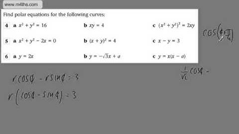 Further Pure 2 FP2) Polar Coordinates 3 Polar to Cartesian form Edexcel Maths