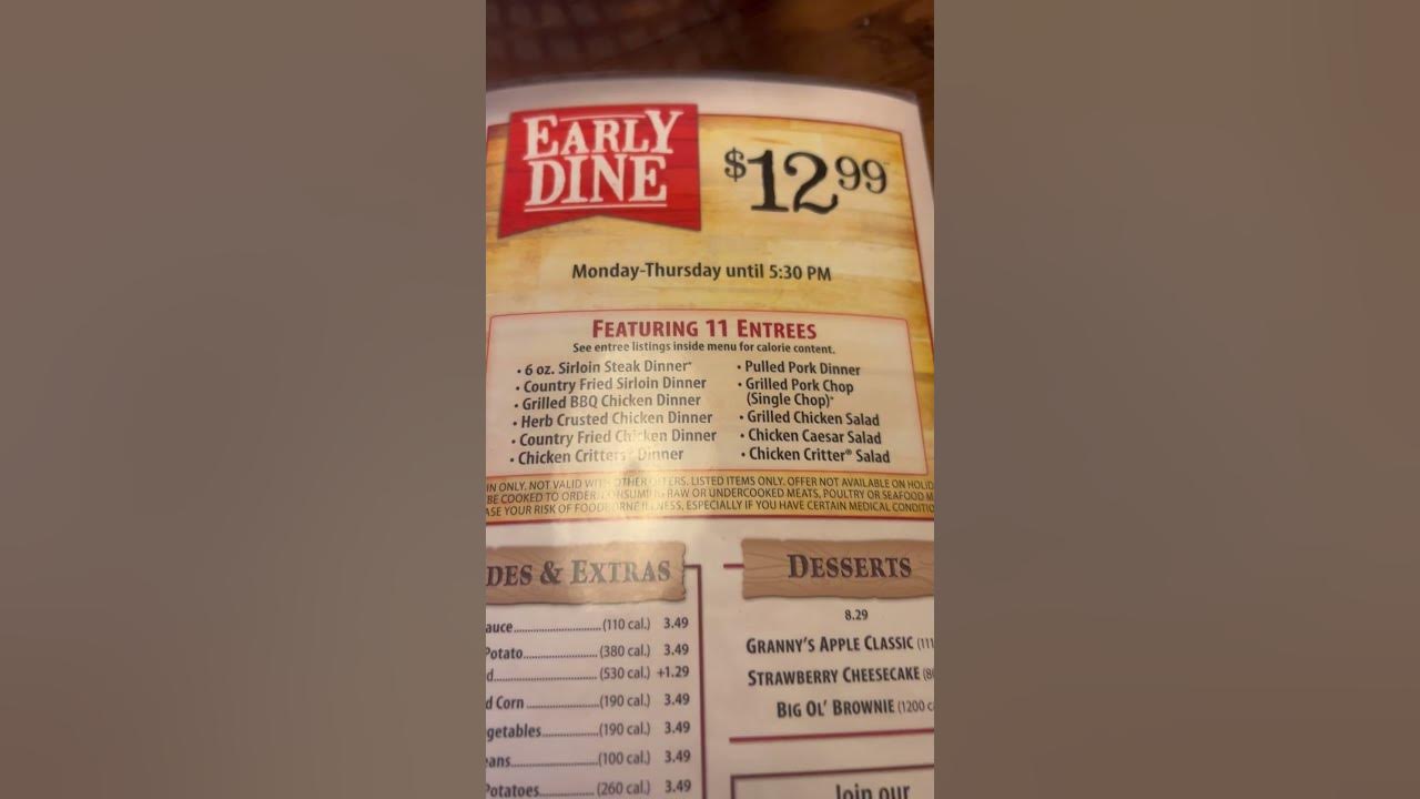 TEXAS ROADHOUSE EARLY DINE MENUSKpinkosVlogsshortsvideoshorts 
