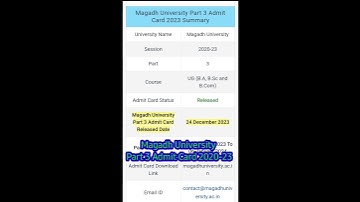 Magadh University Part 3 Admit Card 2020-23 | part 3 admit card | #bihar #admitcard #part3 # exam