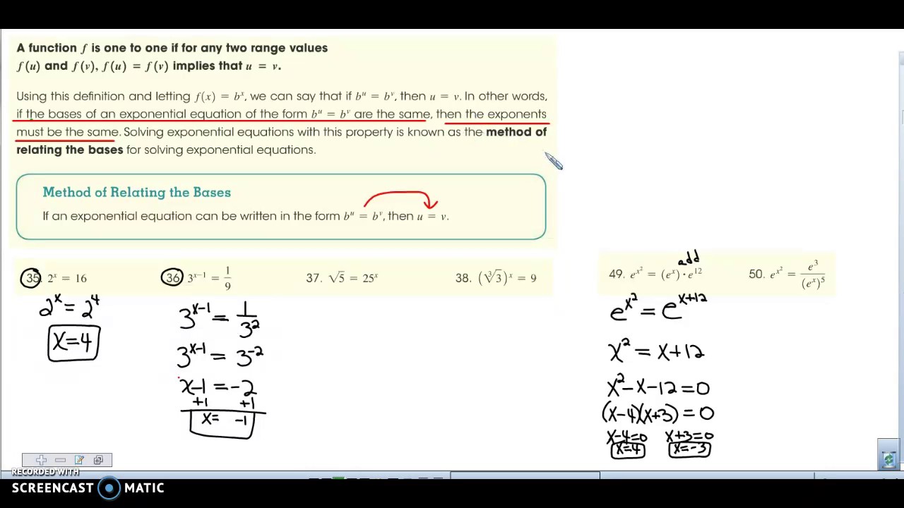 MAC1105 Section 5.1 Exponential Function Part 2 - YouTube