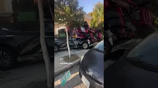 FIRE TRUCK CRASHES INTO A BUILDING
