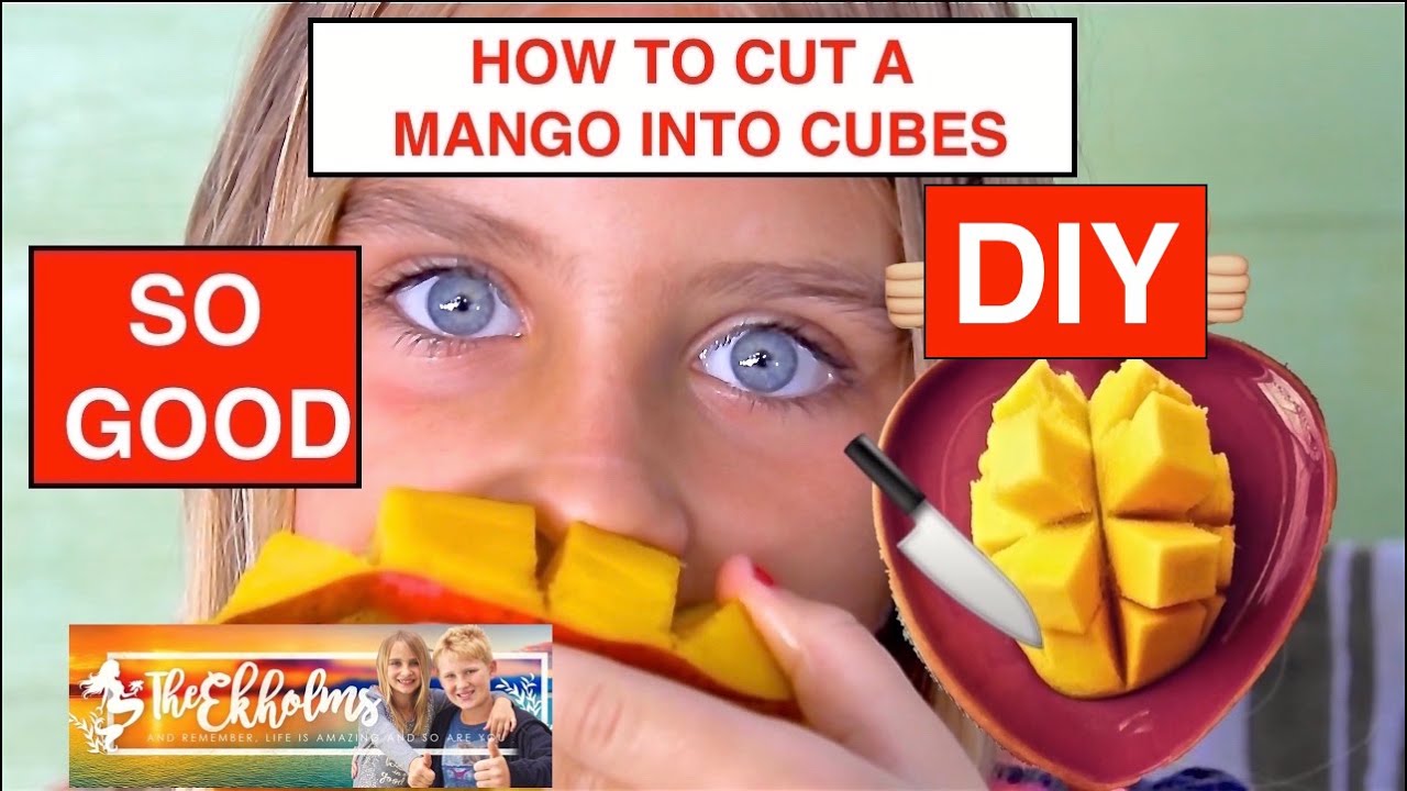 DIY ~ How To Cut A MANGO Into Cubes 😃 ~ A Healthy Tasty Organic Treat! | Theekholms