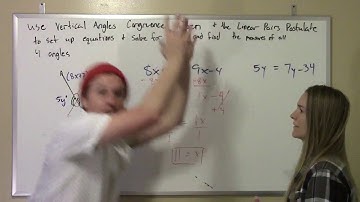 Angle Proofs 2 Video 4: Use Vertical Angles Theorem & Linear Pair Postulate to find missing angles
