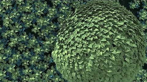 Blender particle NO texture leaves - animated wall of leaves test
