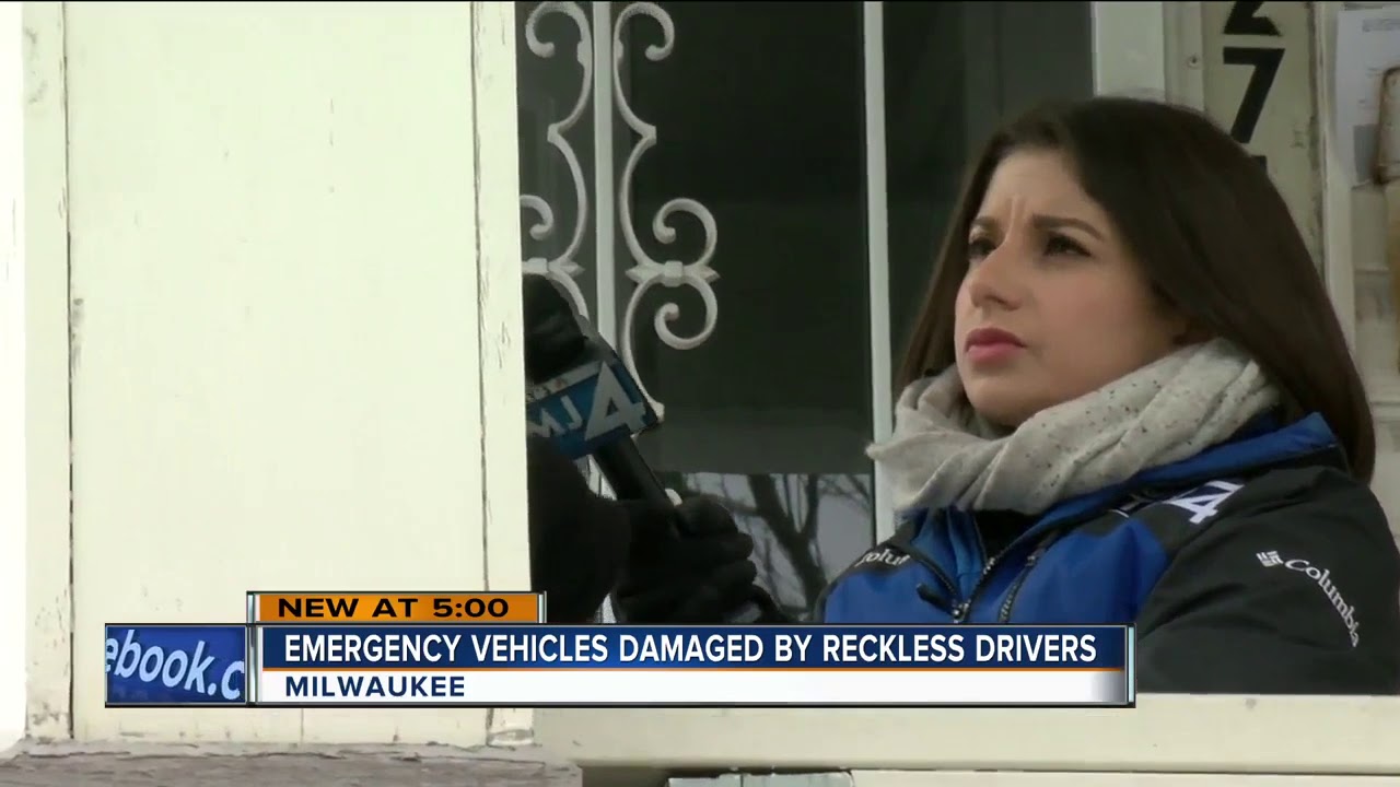 Emergency vehicles damaged by reckless drivers in Milwaukee - YouTube