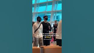 Jungkook and jimin at Vietnam airport..they are come back to Korea!❤️🤗🐰🐥 #jk #jimin #bts #viral