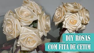 Diy Flor Com Fita De Cetim
