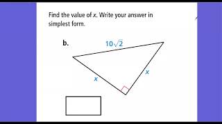 Example 2 -  45 45 90 - Special Right Triangles