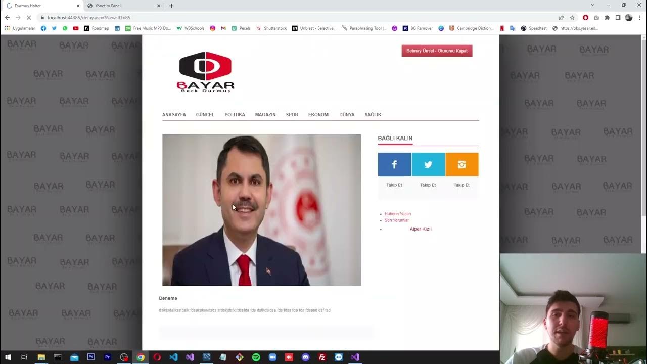 Haber Sitesi Projesi (asp.NET , HTML - CSS - JAVASCRIPT) - YouTube