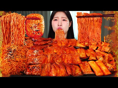 ASMR MUKBANG| 직접 만든 불닭 버섯 불닭쌈 양념치킨 먹방 & 레시피 FRIED CHICKEN AND FIRE NOODLES EATING