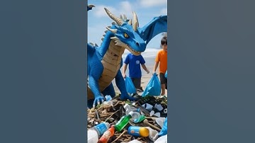 Blue the Dragon dọn rác bãi biển cùng các bạn nhỏ 🐉🌊 #Shorts #BeachCleanUp #DragonBlue