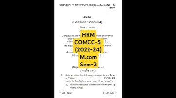 Human Resource management session 2022-24 #previousyearquestions #mcom #hrm #semester2 #tmbu