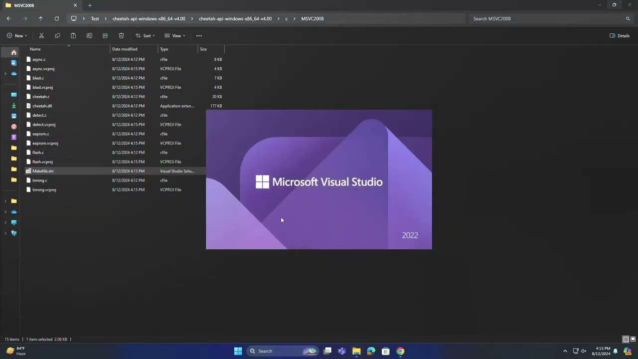 How to setup and build Cheetah API C examples in VS on Windows 64-bit | Step by Step Guide