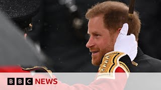 Prince Harry arrives at King Charles's Coronation in Westminster Abbey  BBC News