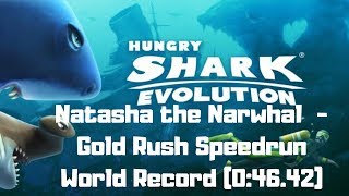 Hungry Shark Evolution - Natasha the Narwhal - Gold Rush - World Record Speedrun (0:46.42)